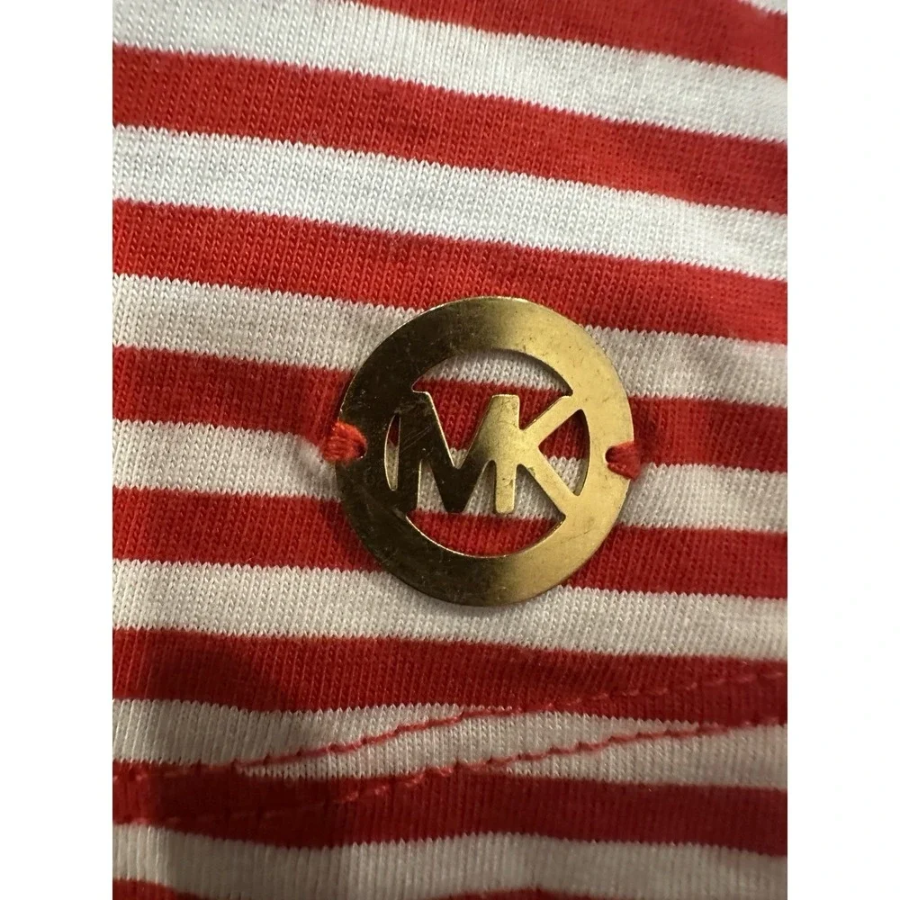 Michael Kors Striped Red White Sleeveless Crew Neck Cotton Tank‎ Women's Top S